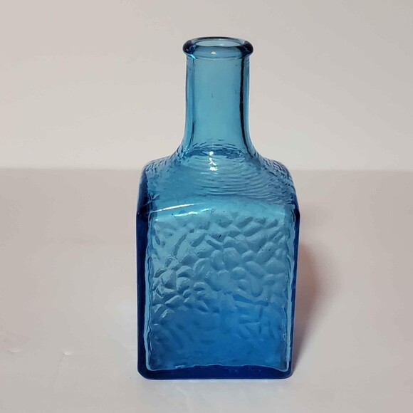 Blue Glass Bottle Textured Vintage - Picture 2 of 7